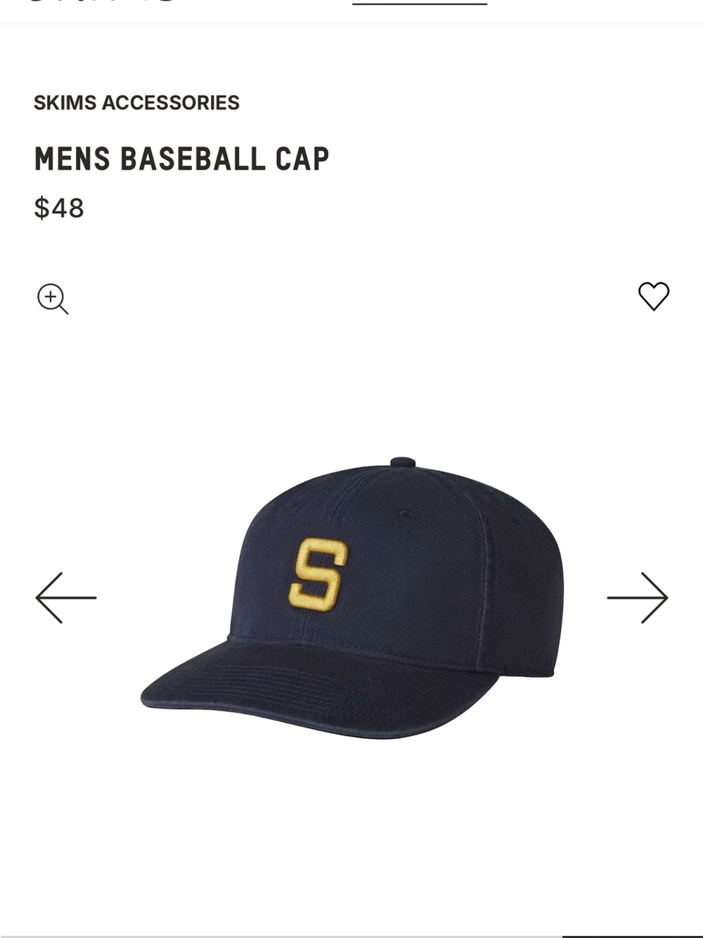 SKIMS Navy Cap with Yellow Embroidered S